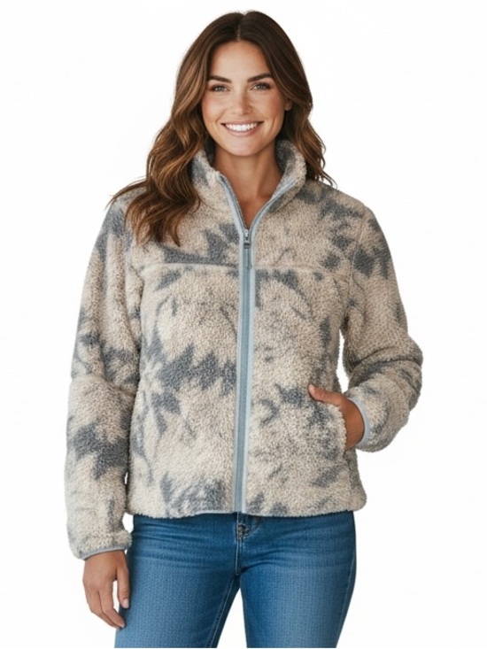 Patagonia Jackets & Blazers - Patagonia Women’s Lunar Frost Zip Up Fleece Jacket Cream Gray XL
